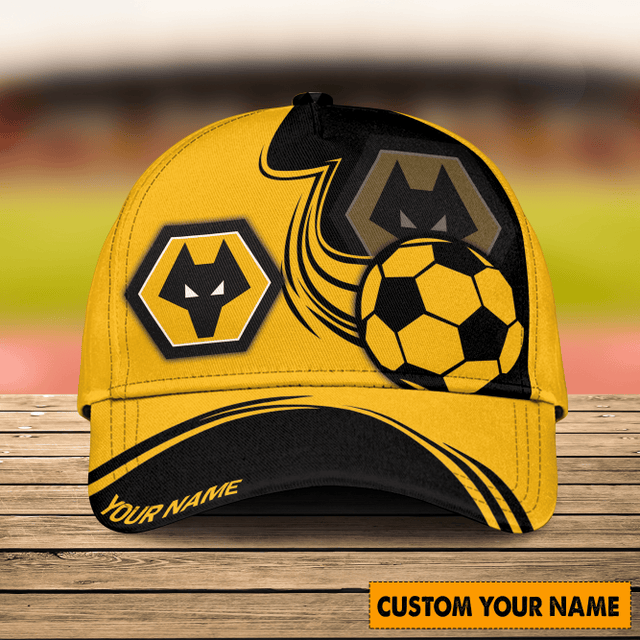 Customizable Soccer Fan Cap - Personalized Name, Stylish Yellow &amp; Black Design