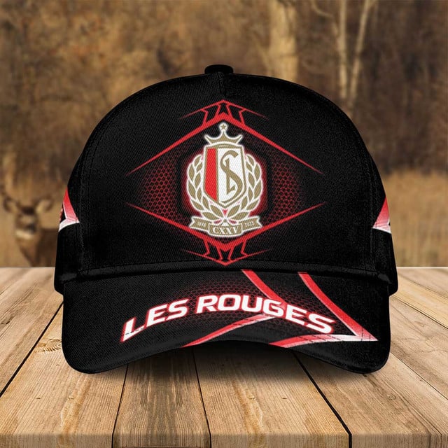 Stylish Black 'Les Rouges' Cap With Embroidered Shield Logo - Perfect For Fans!