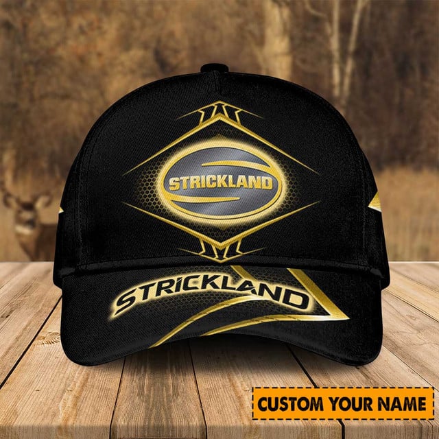 Custom Black &amp; Gold Strickland Cap - Personalized Name, Stylish Design, Perfect Gift!