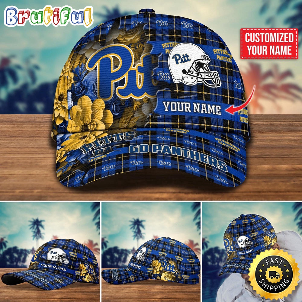 Ncaa Pittsburgh Panthers Baseball Cap Flower Custom Name Cap