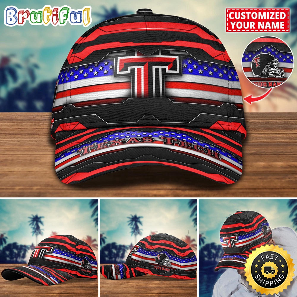 Ncaa Texas Tech Red Raiders Baseball Cap Flag Custom Name Cap