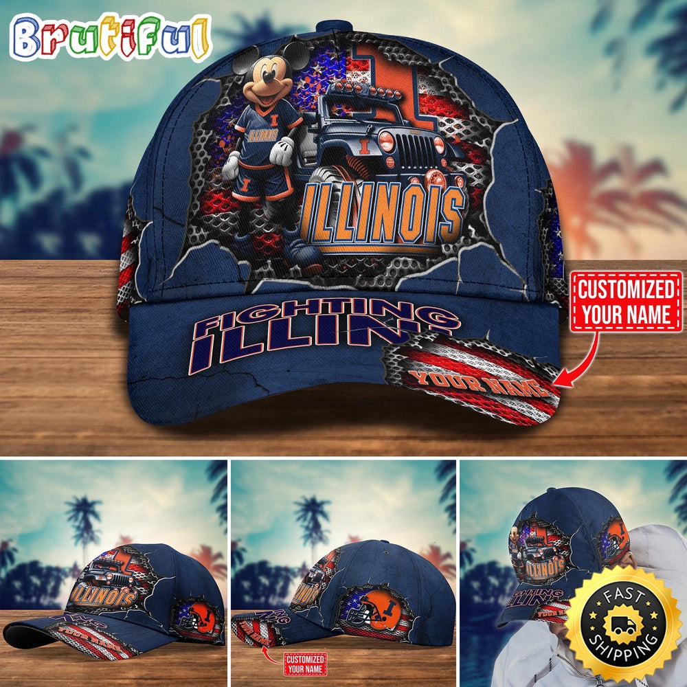Ncaa Illinois Fighting Illini Baseball Cap Trending Customize Cap