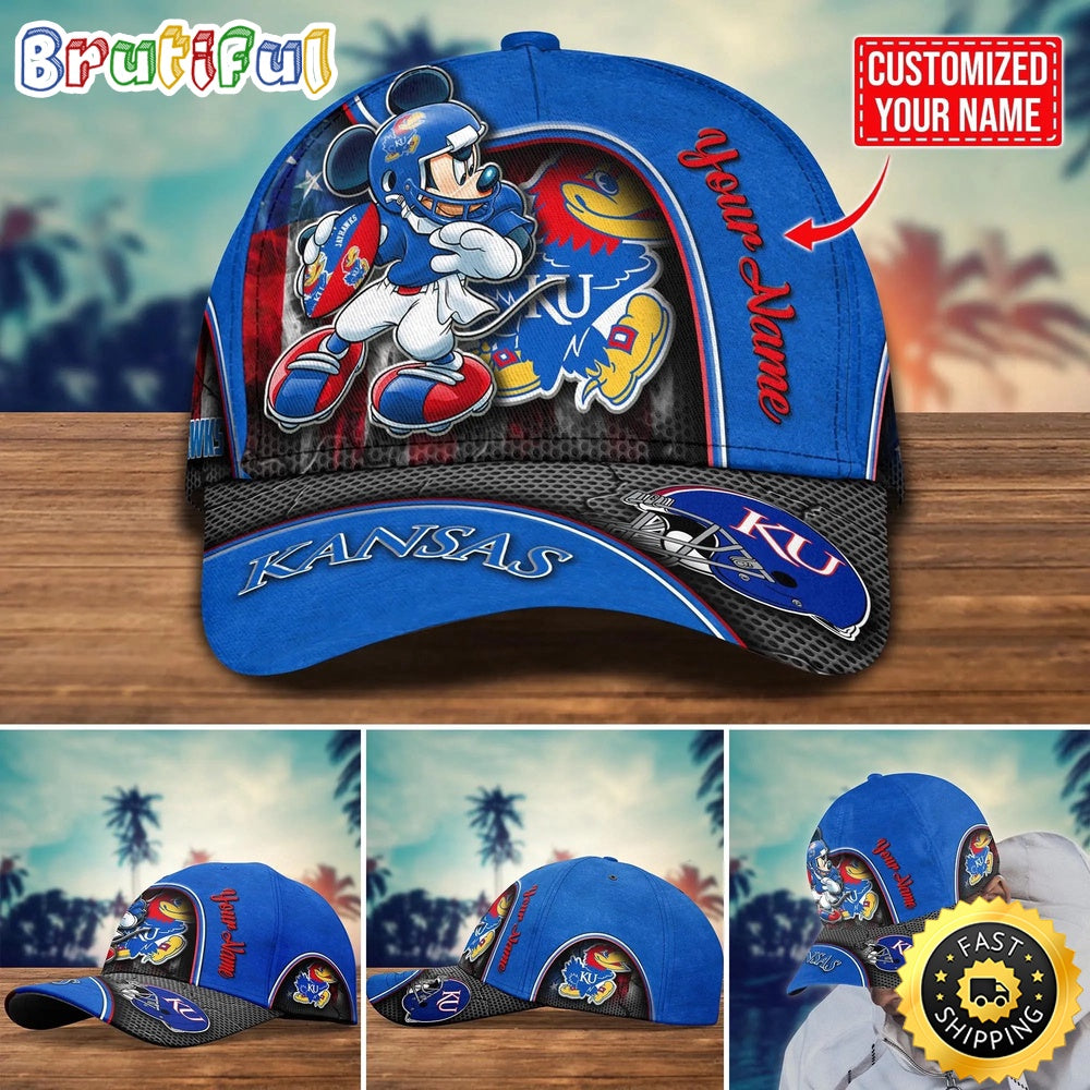 Ncaa Kansas Jayhawks Baseball Cap Mickey Mouse Custom Cap For Fans