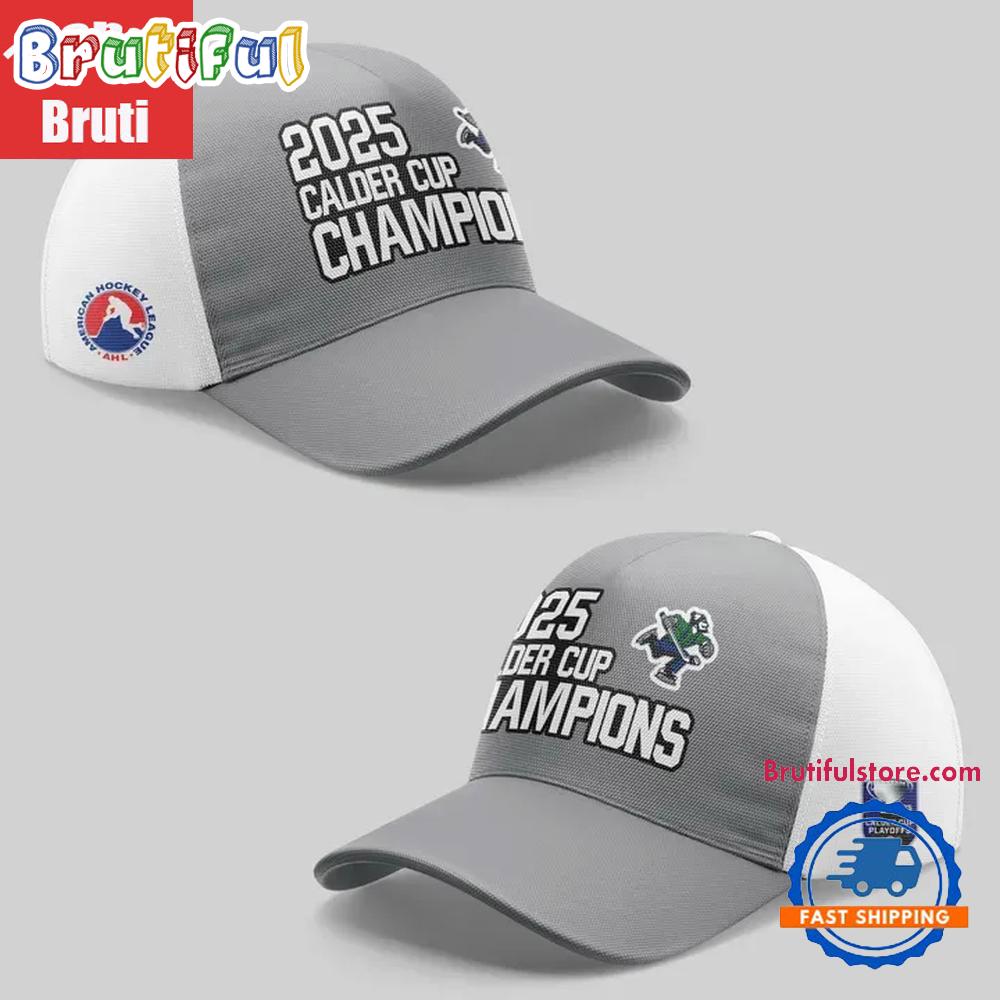Abbotsford Canucks 2025 Calder Cup Champions Locker Room Cap Hats