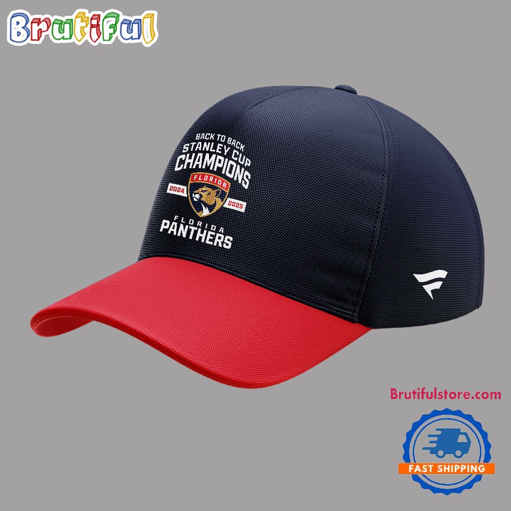 Back 2 Back Florida Panthers 2025 Stanley Cup Champions Team Design Logo Cap