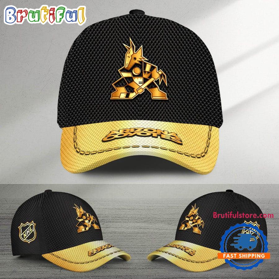 Nhl Arizona Coyotes Black And Gold Design Cap Hats
