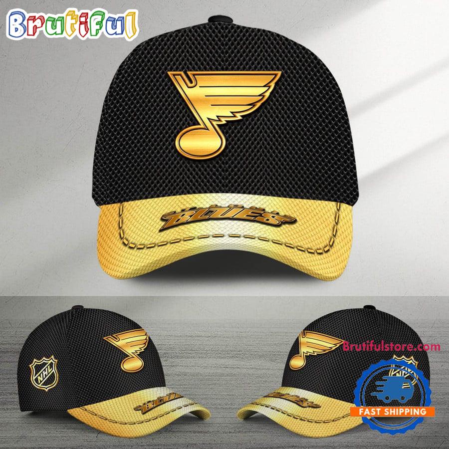 Nhl St. Louis Blues Black And Gold Design Cap Hats