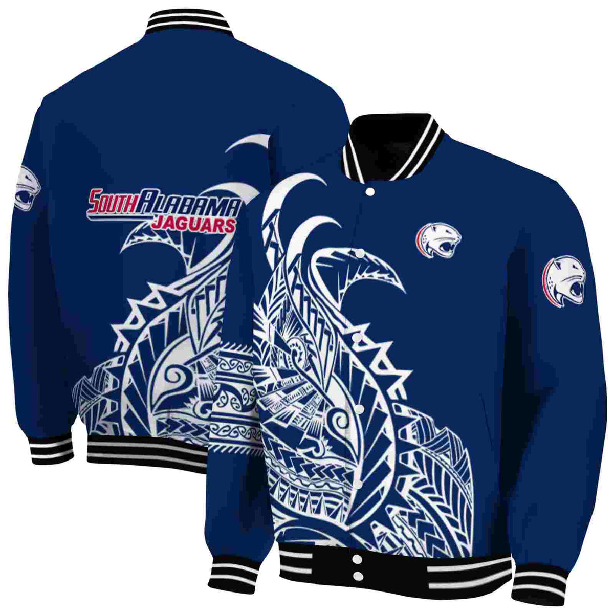 South Alabama Jaguars Tribal Art Blue White Black Jacket