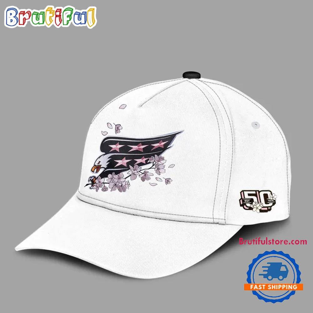 Washington Capitals Nhl 2025 Cherry Blossom 50Th Anniversary White Cap